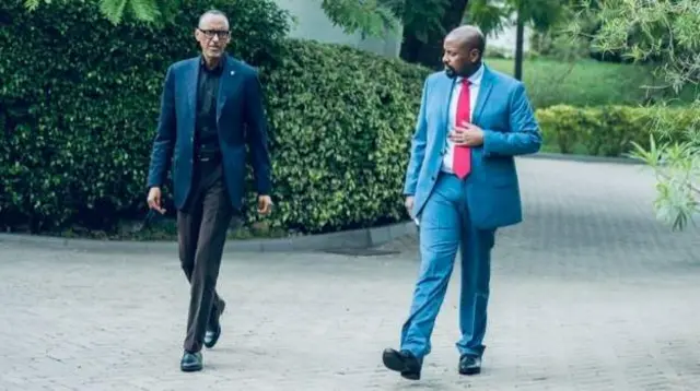 Jenerali Muhoozi Kainerugaba (Kulia) alikutana na Rais wa Rwanda Paul Kagame hivi majuzi