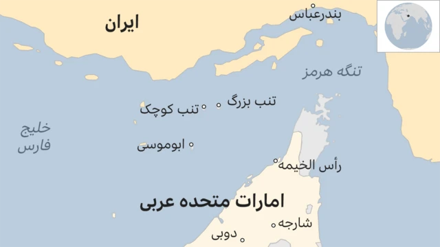 نقشه جزایر تنب بزرگ و کوچک