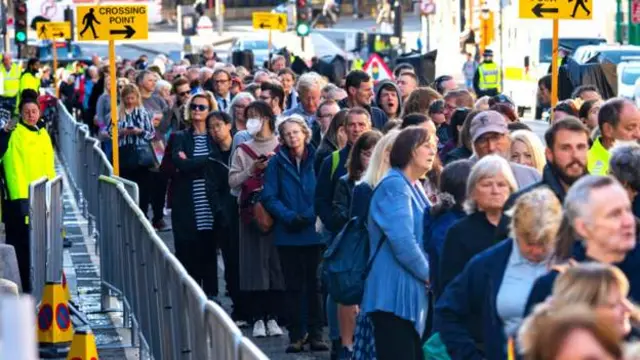 People have continued to queue through the morning
