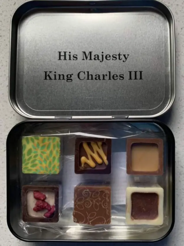 Chocolatier Geri Martin tells BBC Radio Ulster it was "a huge honour" for her company to give truffles to the King