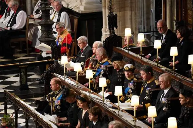 Royal Family members at the service included (from left) the Duke of Sussex, Princess Charlotte, Prince George and the Prince of Wales