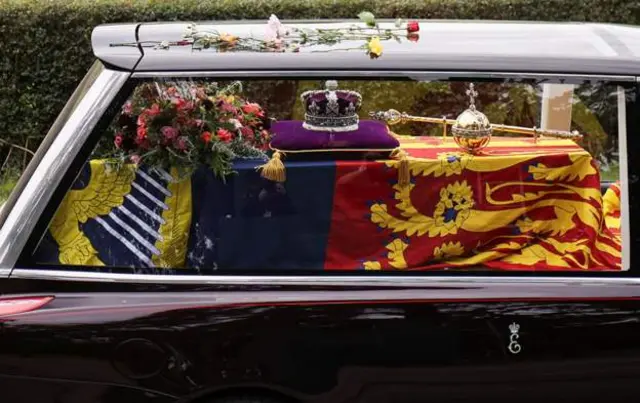 The coffin of Queen Elizabeth II