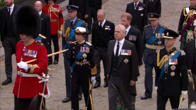 Queen close family follow her coffin