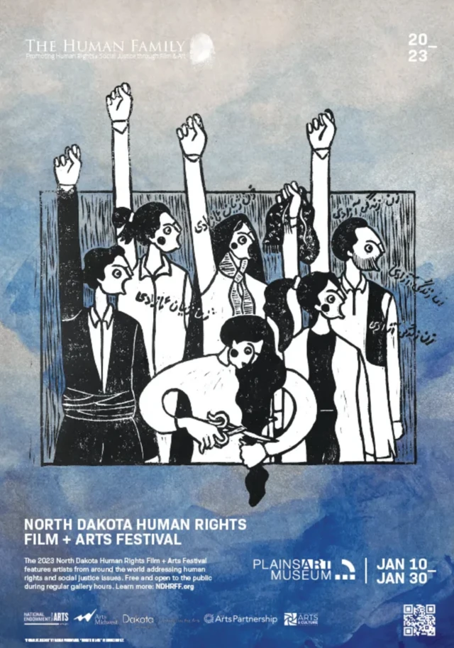 پوستر جشنواره ۲۰۲۳ فیلم و هنر حقوق بشر که در ایالت داکوتای شمالی آمریکا در حال برگزاری است