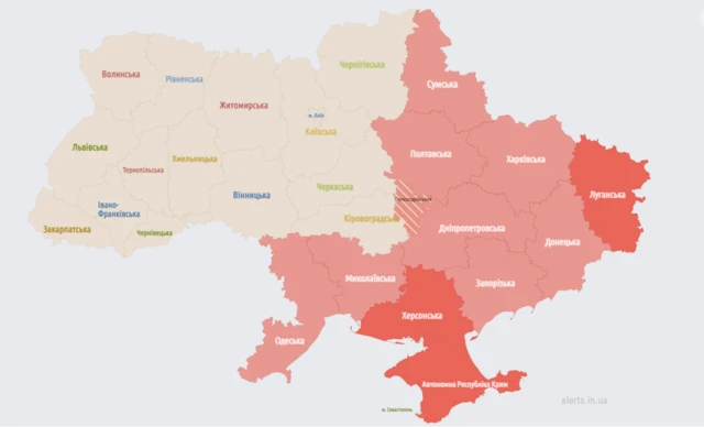 карта воздушных тревог