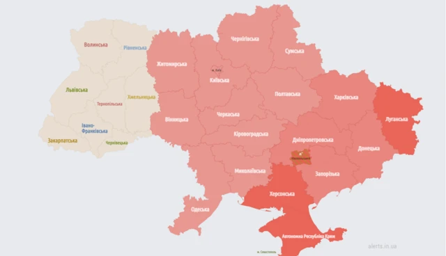 карта воздушных тревог