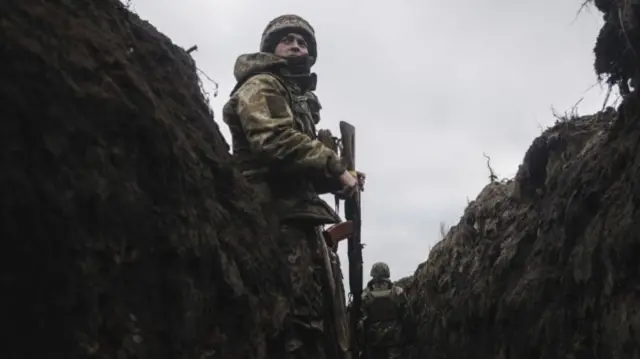 Украинские позиции под Бахмутом