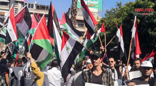 مظاهرة في دمشق دعماً لغزة