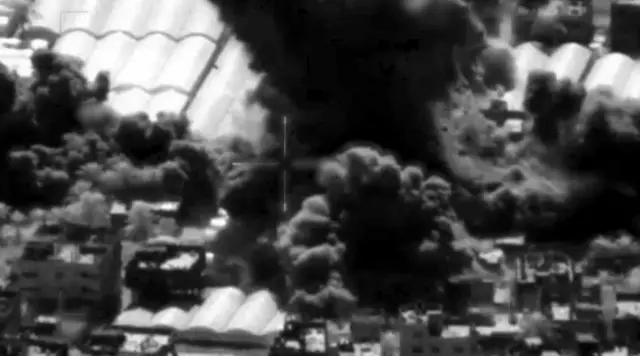 منظر في القمر الصناعي للقصف الإسرائيلي