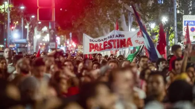 Barcelona'da düzenlenen protesto