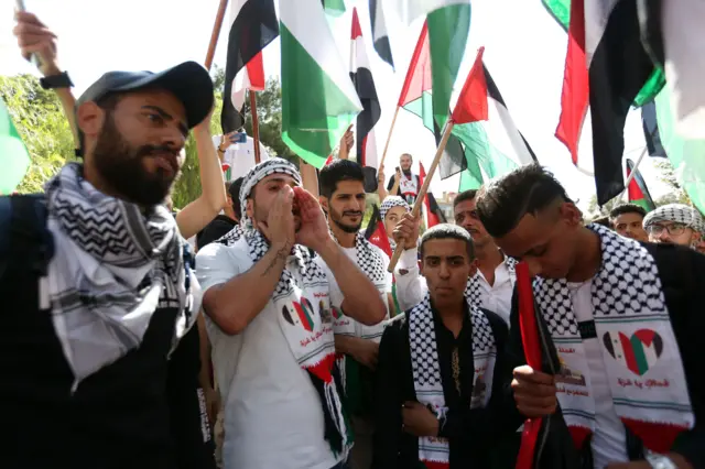 مظاهرة في دمشق دعماً للشعب الفلسطيني