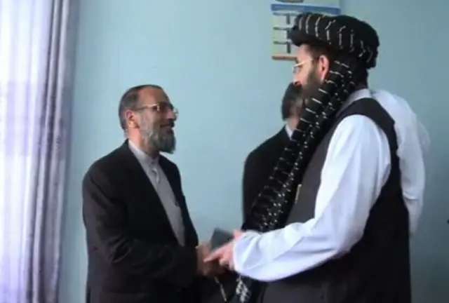 دیدار معاون سفارت  جمهوری اسلامی ایران (نفر چپ) با معاون وزارت کشور طالبان در افغانستان