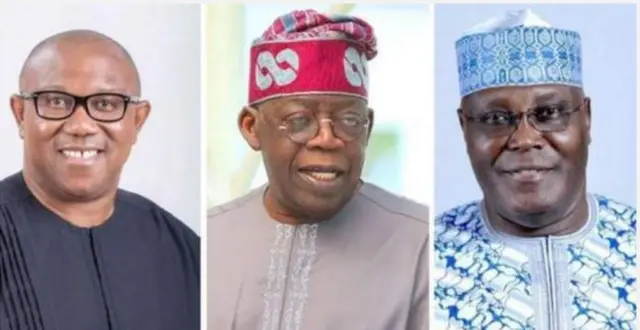 Peter Obi, Bola Tinubu na Atiku Abubakar