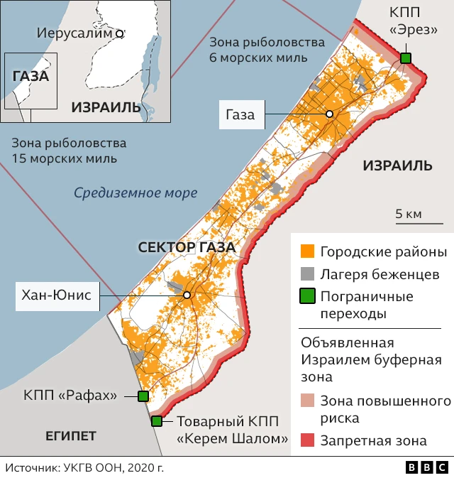 Карта сектора Газа
