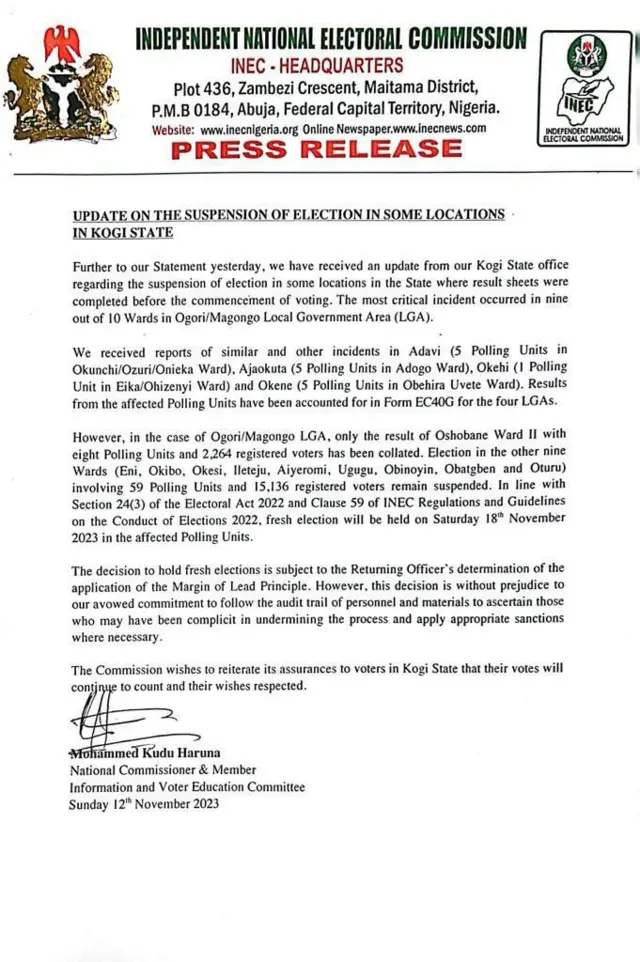 Aworan atẹjade ti Inec fi sita