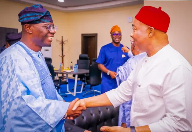 Lagos state govnor congratulate newly re-elected govnor od Imo state