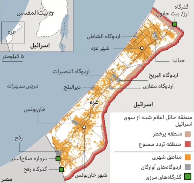 نقشه نوار غزه