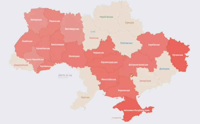 карта воздушной тревоги