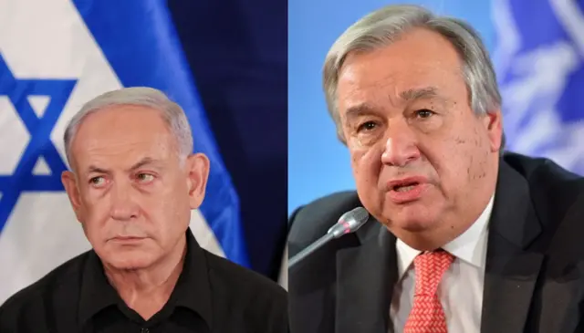Netanyahu (bidix) Guterres (midig)