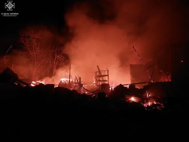 Пожар в Николаевской области после атаки беспилотников