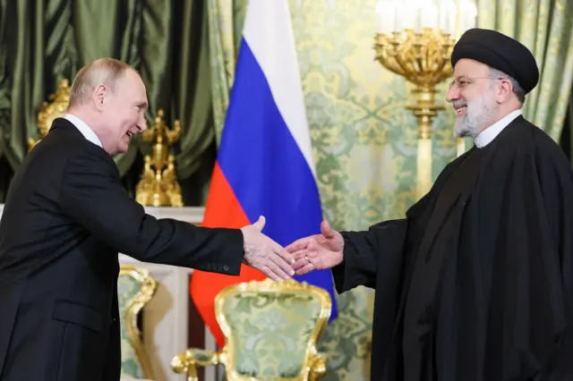 Путин и Раиси во время встречи в Москве