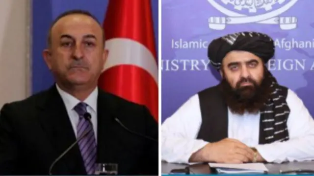امیرخان متقی، وزیر خارجه طالبان با مولود چاووش اوغلو وزیر خارجه ترکیه