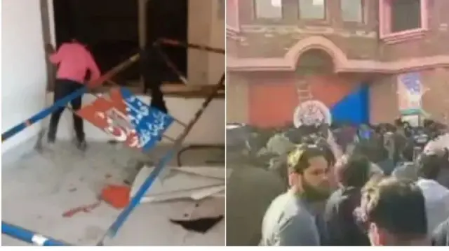 صورة للحشود التي يزعم أنها اقتحمت المركز