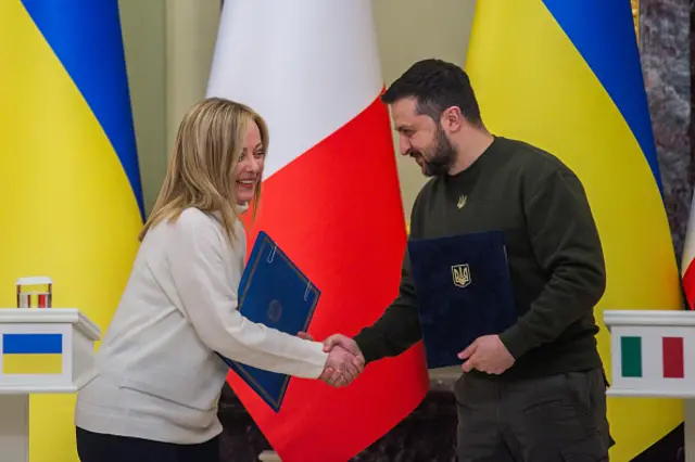 Джорджа Мелони и Владимир Зеленский