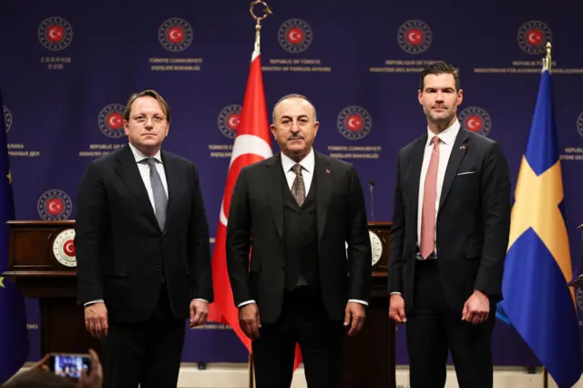 AB Komiseri Varhelyi, Bakan Çavuşoğlu ve İsveç Dış Ticaret Bakanı Forssell