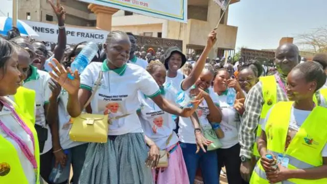Pope Francis has arrived at the airport in South Sudan's capital, Juba