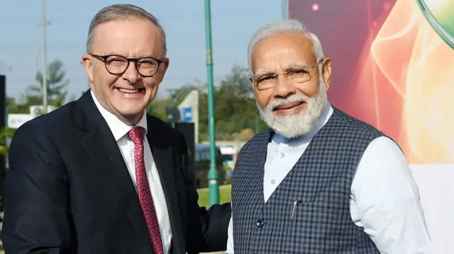 ऑस्ट्रेलिया के प्रधानमंत्री एंथनी अल्बनीज़ और भारत के प्रधानमंत्री नरेंद्र मोदी