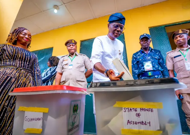 APC govnorship candidate Sanwo-Olu cast im vote