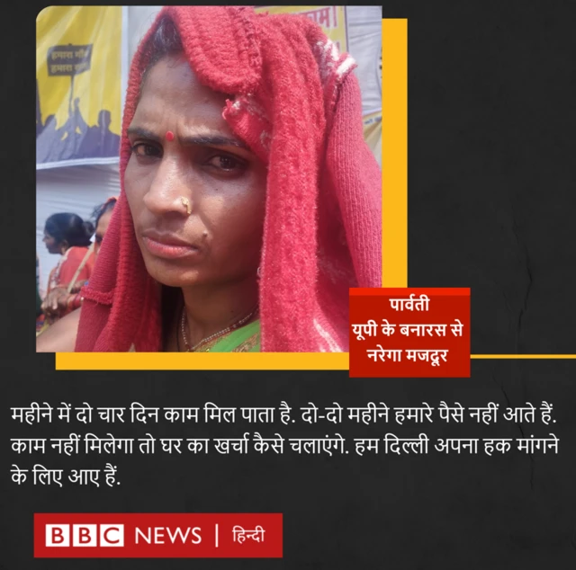 दिल्ली के जंतर मंतर पर नरेगा मजदूरों का धरना प्रदर्शन