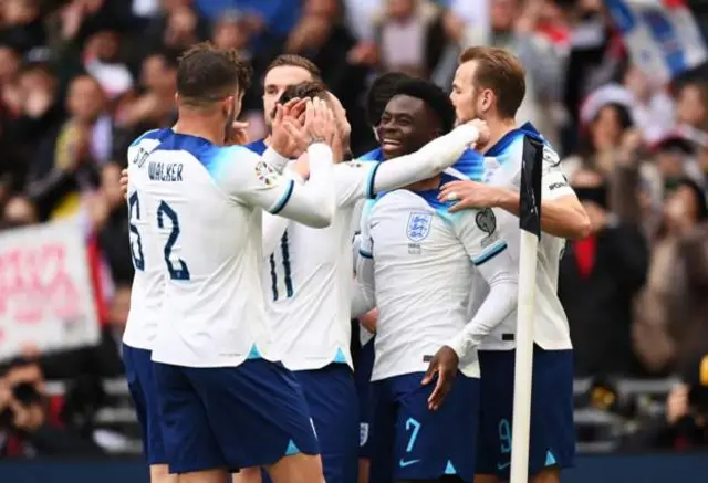 England players celebrate