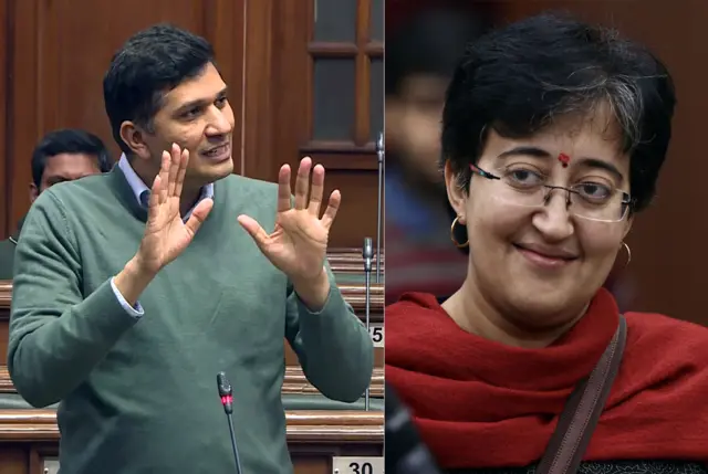 आम आदमी पार्टी की विधायक आतिशी मार्लेना और सौरभ भारद्वाज