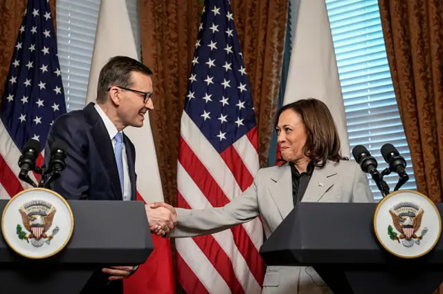 Матеуш Моравецкий с вице-президентом США Камалой Харрис