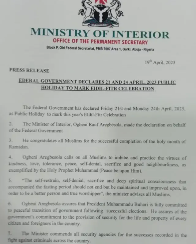 Ministry of Interior Nigeria