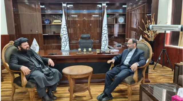 حسن مرتضوی، معاون سفارت ایران در کابل در دیدار با شمسالدین پهلوان، دادستان کل طالبان