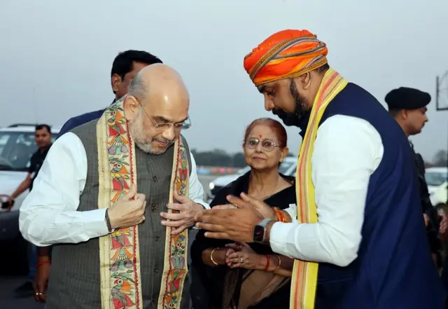 केंद्रीय गृह मंत्री अमित शाह के साथ बिहार बीजेपी के अध्यक्ष सम्राट चौधरी