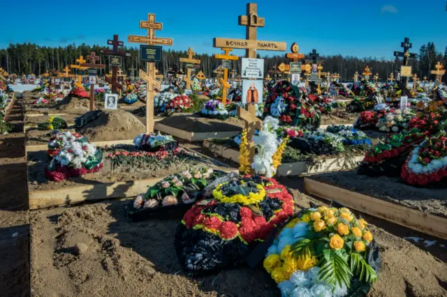 Кладбище убитых на войне в Украине наемников ЧВК "Вагнер"
