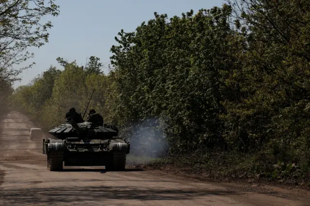 Украинский танк около Бахмута