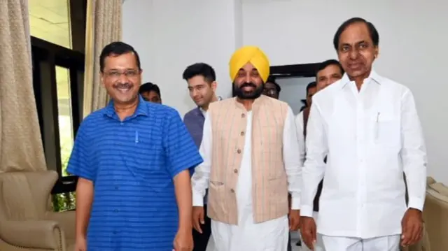 अरविंद केजरीवाल, भगवंत मान और के चंद्रशेखर राव