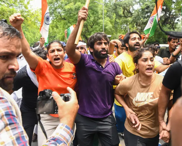 पहलवानों का धरना प्रदर्शन