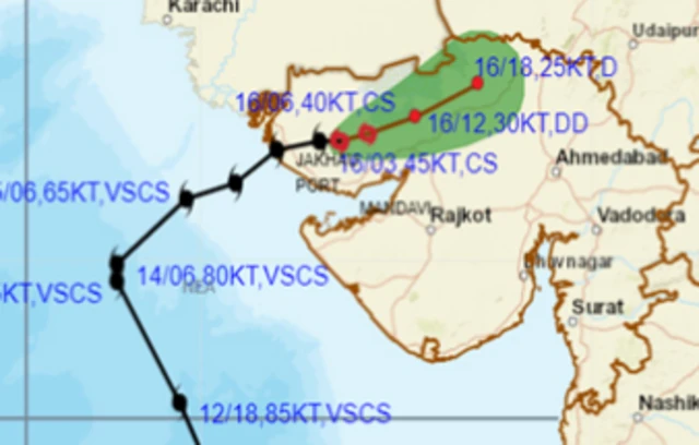 શુક્રવાર સવારે 8.30 વાગ્યા સુધીની સ્થિતિ પ્રમાણે બિપરજોય વાવાઝોડું