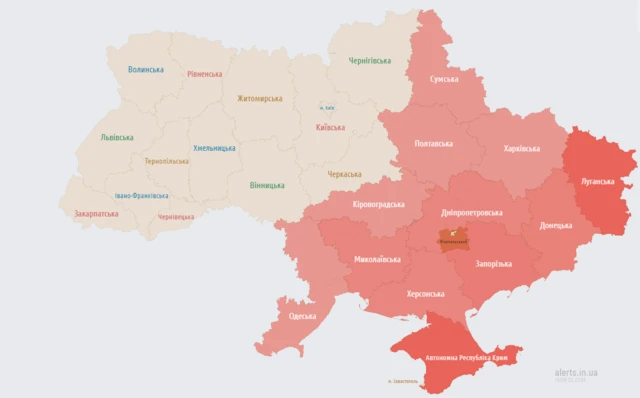 карта воздушной тревоги