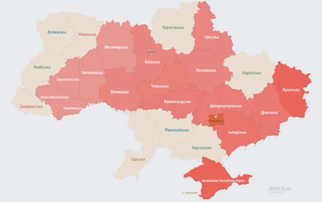 карта воздушной тревоги