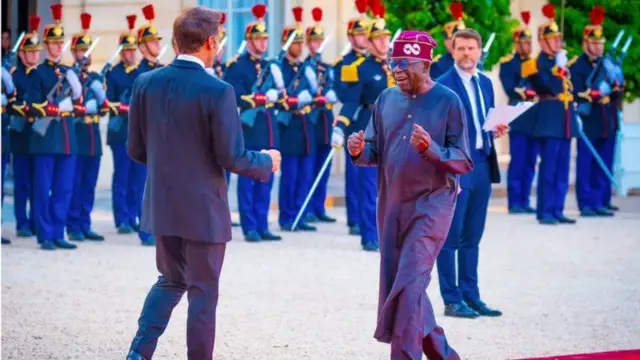 Onyeisiala Tinubu na onyeisiala Fransị bụ Emmanuel Macron