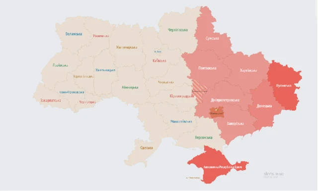 карта воздушной тревоги