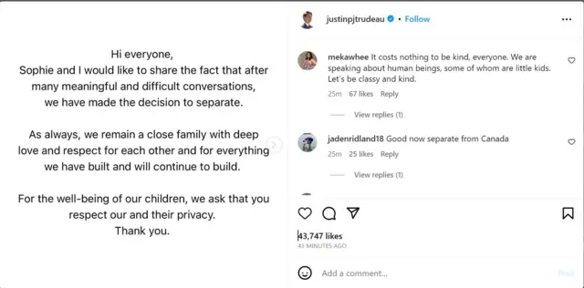 Ozi Justin Trudeau wepụtara maka mkposa alumdi ya na Sophie