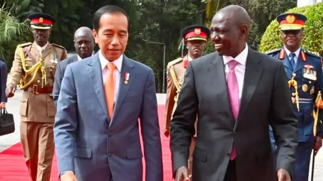 Rais William Ruto na mgeni wake Rais Joko Widodo